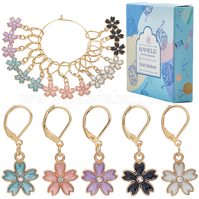 Подвески из эмали из цветочного сплава HJEW-SC00040-1