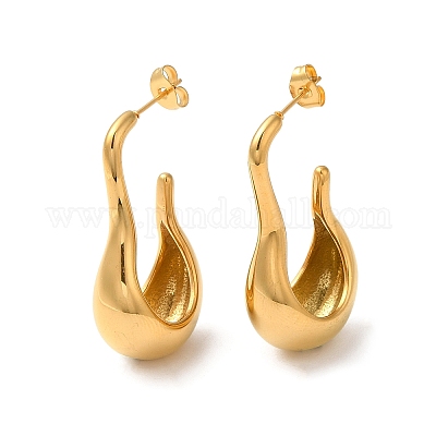 Серьги-гвоздики в форме капли из нержавеющей стали 304 с ионным покрытием (IP) EJEW-K244-33G-1