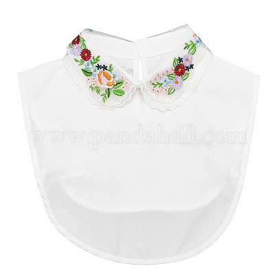 Съемный воротник из полиэстера с вышитыми цветами AJEW-WH20006-242A-1
