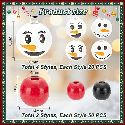 180 шт. 6 стиля рождественский снеговик принт деревянные европейские бусины WOOD-PH0003-03B-1