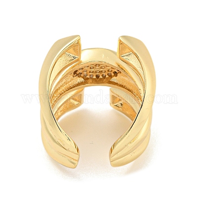 Овальное открытое кольцо-манжета с прозрачным фианитом X-RJEW-L121-039G-1