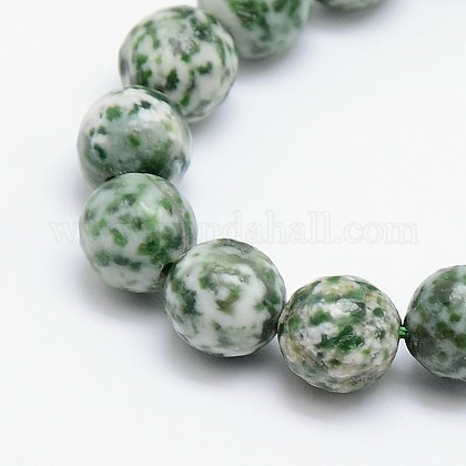 Natürliche grüne Fleck Jaspis Perlen Stränge G-L148-14mm-01-1