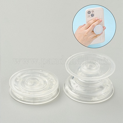 プラスチック製の空白の電話グリップホルダー  拡張フィンガースタンド  両面ステッカー付き  上部の電話グリップのエポキシ樹脂に適合  透明  39.5~40x7.5~8mm AJEW-H129-A05-1