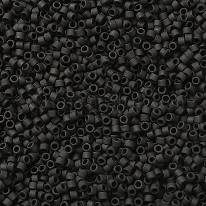 シリンダーシードビーズ  つや消し色  均一サイズ  ブラック  2x1.3~1.5mm  穴：0.8~1mm  約40000個/袋  450 G /袋 SEED-H001-C08-1