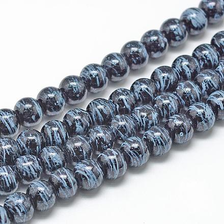 Chapelets de perles en verre opaque brossé DGLA-S115-8mm-K71-1