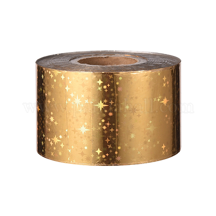 輝くレーザー転写フォイルネイルステッカーデカール  ネイルチップの装飾用  ゴールド  40mm  120 m /ロール MRMJ-R090-48-17-1