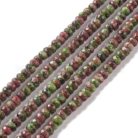 Fili di perle di rondelle di sesamo naturale tinto di diaspro/kiwi diaspro G-E316-A05-1