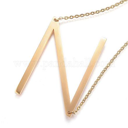 304 Stainless Steel Initial Letter Pendant Necklaces NJEW-G269-01G-N-1