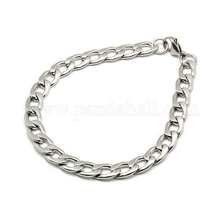 304 Stainless Steel Curb Chain/Twisted Chain Bracelets STAS-A028-B125P-1