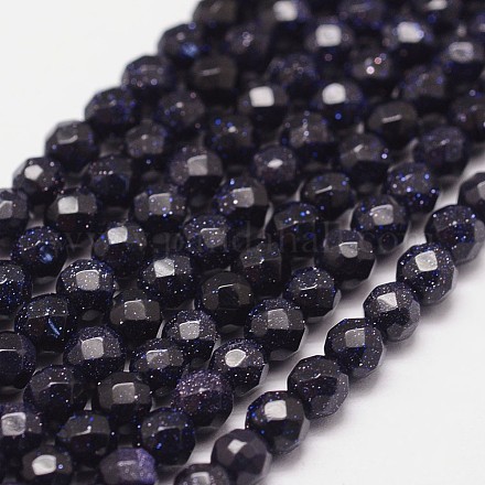Chapelets de perles en pierre d'or bleue synthétique G-N0178-05-4mm-1