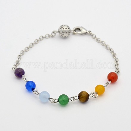 Bracelets de pierres précieuses perles à la mode BJEW-F140-01-1