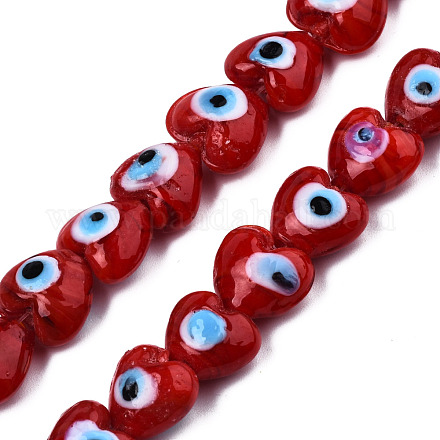 Handmade Evil Eye Lampwork Beads Strands LAMP-N029-010I-1
