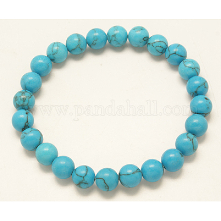 Bracelets extensibles en turquoise synthétique X-BJEW-H253-1-1