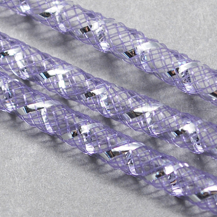 メッシュチューブ  プラスチックネットスレッドコード  銀鉱脈で  紫色のメディア  4mm  50ヤード/バンドル（150フィート/バンドル） X-PNT-Q001-4mm-03-1