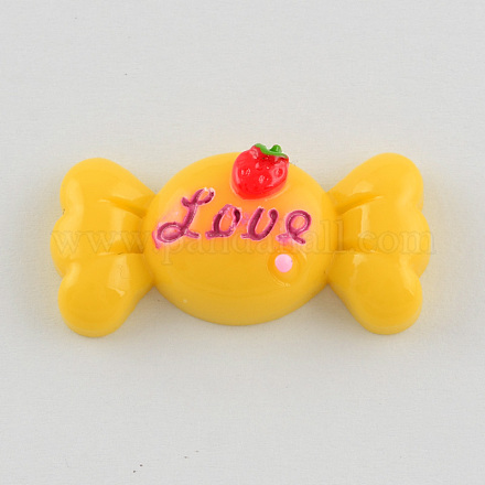 Scrapbook Embellishments Flatback Cute Candy with Word Love Plastic Resin Cabochons CRES-Q144-03-1