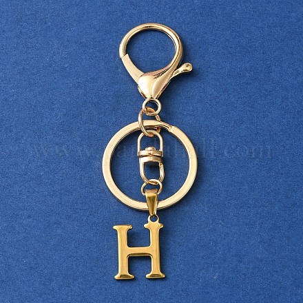 304 Schlüsselanhänger mit Anfangsbuchstabenanhänger aus Edelstahl KEYC-YW00005-08-1