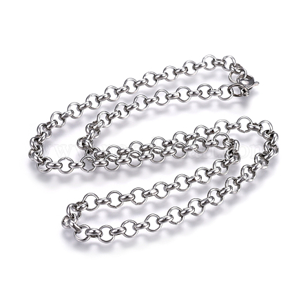 304 Stainless Steel Rolo Chain Necklaces NJEW-F242-12P-D-1