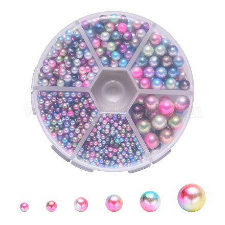 Rainbow Acrylic Imitation Pearl Beads OACR-YW0001-04-A-1