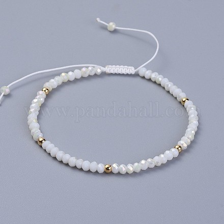 Bracelets de perles tressées en verre galvanoplastie BJEW-JB04320-1