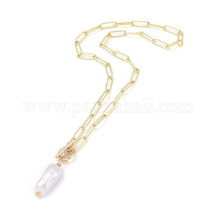 Collane con pendente di perle keshi di perle barocche naturali NJEW-JN02814-1