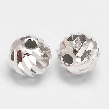 Fantaisie coupe facettes ronde 925 sterling perles d'argent X-STER-F012-11D-1