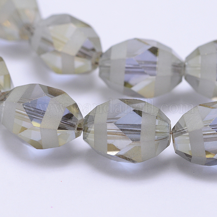 Frosted Electroplated Glass Rice Bead Strands EGLA-L002A-08-1
