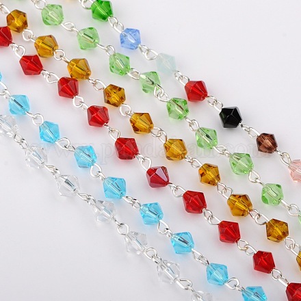Handmade Bicone Glass Beads Chains for Necklaces Bracelets Making AJEW-JB00040-1