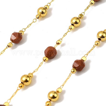 Круглые ограненные цепочки из бисера ручной работы из золота CHC-F021-01G-05-1