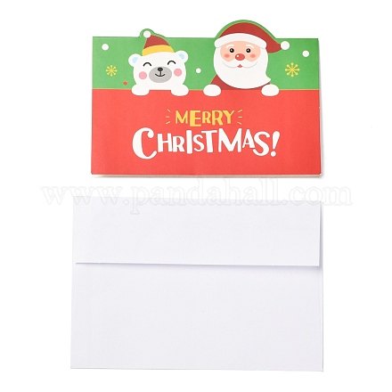 クリスマスのテーマのグリーティングカード  白い空白の封筒で  クリスマスギフトカード  カラフル  サンタクロース模様  100x140x0.3mm DIY-M022-01A-1