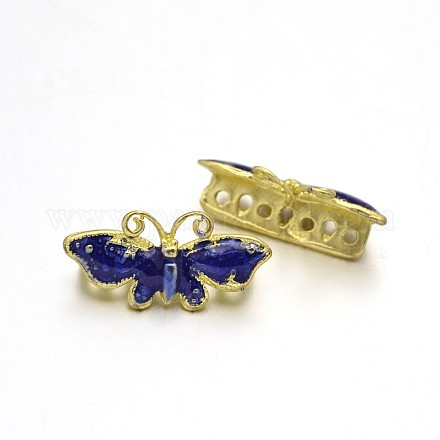 Butterfly Brass Enamel Multi-Strand Links KK-N0079-02-1