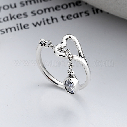 Капля и полое сердце из стерлингового серебра 925 пробы с прозрачным кубическим цирконием регулируемые манжетные кольца для женщин FS-WG374A3-01-1