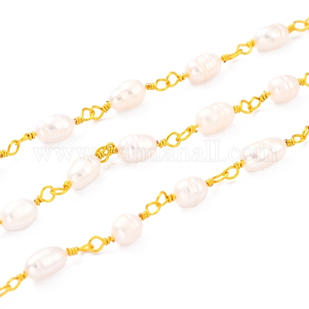 Cadenas de perlas de imitación de plástico ccb hechas a mano de 3.28 pie X-CHC-I038-06G-1