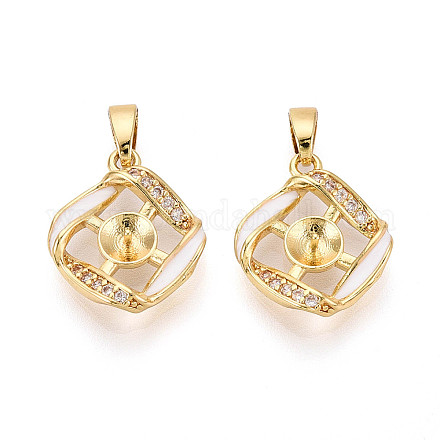 Латунный микро-паве кубический кубик циркония жемчужина KK-T079-08G-1