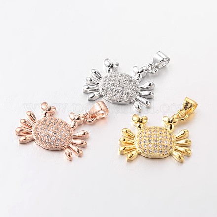Crab Brass Micro Pave Cubic Zirconia Charms ZIRC-L035-65-FF-1