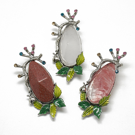 Synthetic/Natural Mixed Stone Brooch/Pendants G-T101-25-1