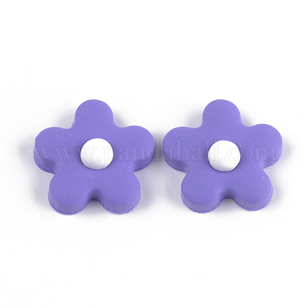 手作り樹脂クレイカボション  花  青紫色  23x23.5x8~9mm CLAY-T016-01A-1