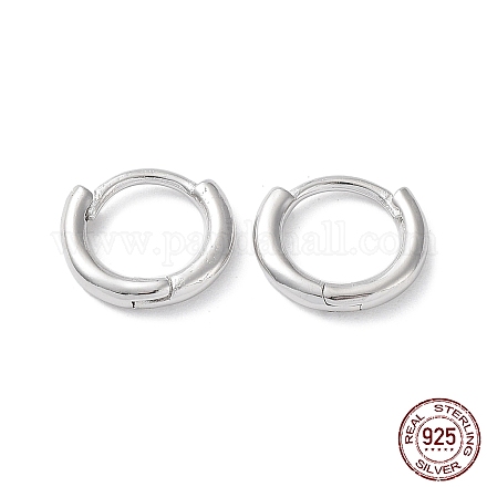 Rhodium Plated 925 Sterling Silver Huggie Hoop Earrings EJEW-K258-19A-P-1