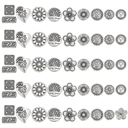 80 шт. 10 стиля пуговицы из сплава с тремя отверстиями на ножке BUTT-ME0001-05-1