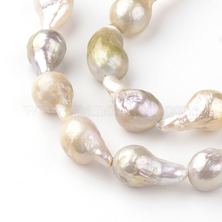 Hebras de perlas keshi de perlas barrocas naturales PEAR-R064-28-1
