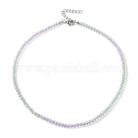 Bling-Glas-Halskette mit runden Perlen für Damen NJEW-PH01490-04-1