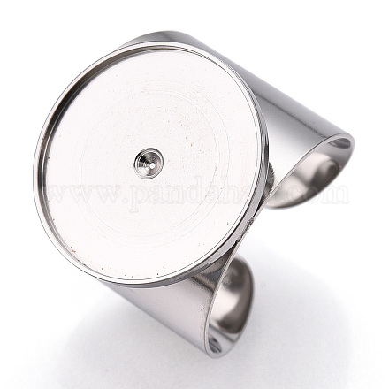 304 anillo de dedo de puño abierto de acero inoxidable engastes de cabujón X-STAS-T060-03P-1