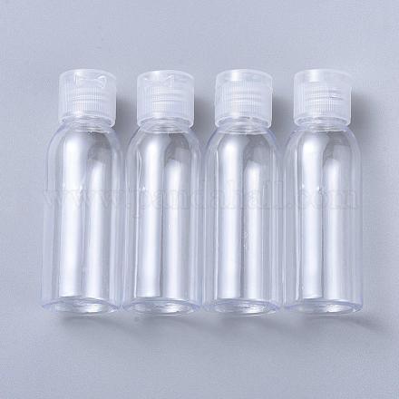 透明なプラスチックスクイズボトル  フリップキャップ付き（透明または不透明のランダム配信）  詰め替え可能なボトル  透明  9.5x3.15cm  容量：50ml（1.69液量オンス） AJEW-XCP0001-05-1