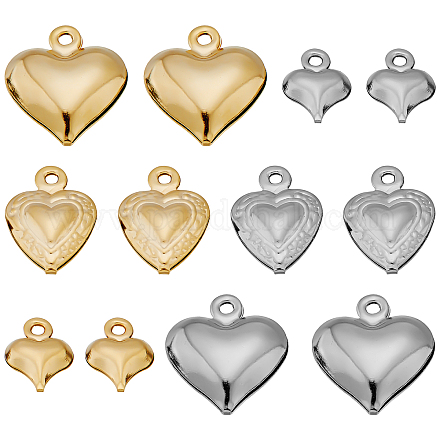 SUNNYCLUE 1 Box 120Pcs 6 Styles Valentine's Day Charms Metal Heart Charms Silver Heart Shaped Charms Gold 3D Love Charms for Jewelry Making Charms DIY Earring Necklace Bracelet Gifts Craft Supllies STAS-SC0003-98-1