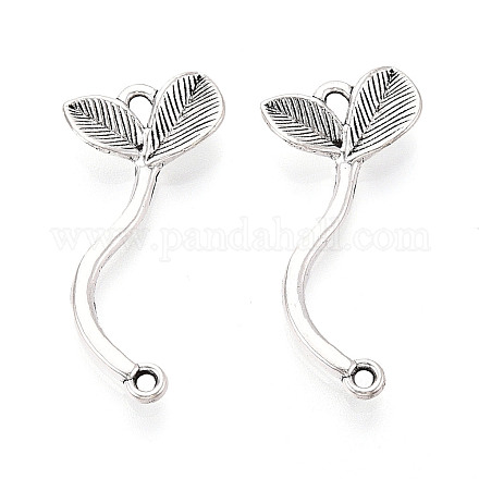 Соединительные элементы из сплава в тибетском стиле с подвесками-листочками PALLOY-T094-11AS-1