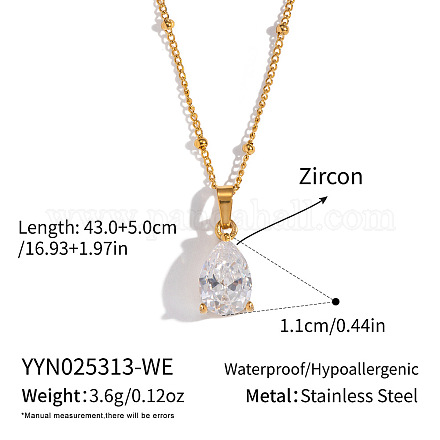 Минималистичные ожерелья-капли из нержавеющей стали 304 с кубическим цирконием и паве для женщин DL9343-6-1