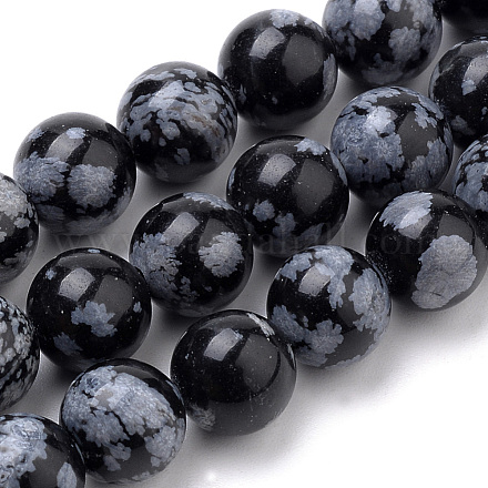 Chapelets de perles de flocon de neige en obsidienne naturelle G-S259-20-6mm-1
