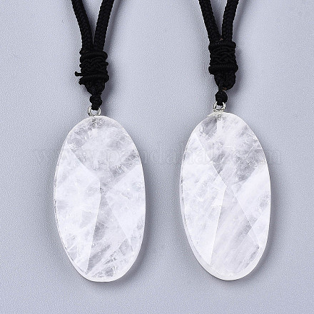 Colliers de pendentif en cristal de quartz naturel NJEW-S421-023-1