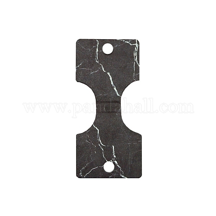 紙のネックレスのディスプレイカード  大理石模様の長方形  ブラック  8.8x4cm CDIS-TAC0005-02C-1