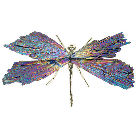 Electroplate Natural Tourmaline Insect Dragonfly Figurine PW23052280641-1