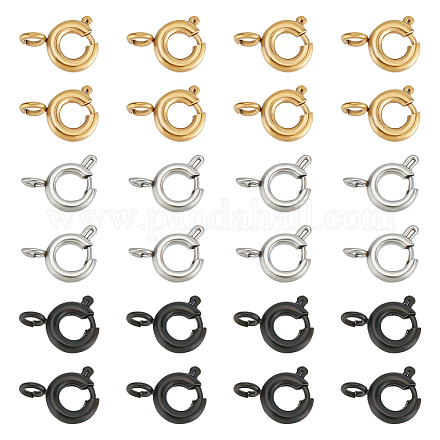 Unicraftale 24 Uds. 3 estilos de revestimiento iónico (ip) 304 cierres de anillo de resorte de acero inoxidable STAS-UN0052-58-1